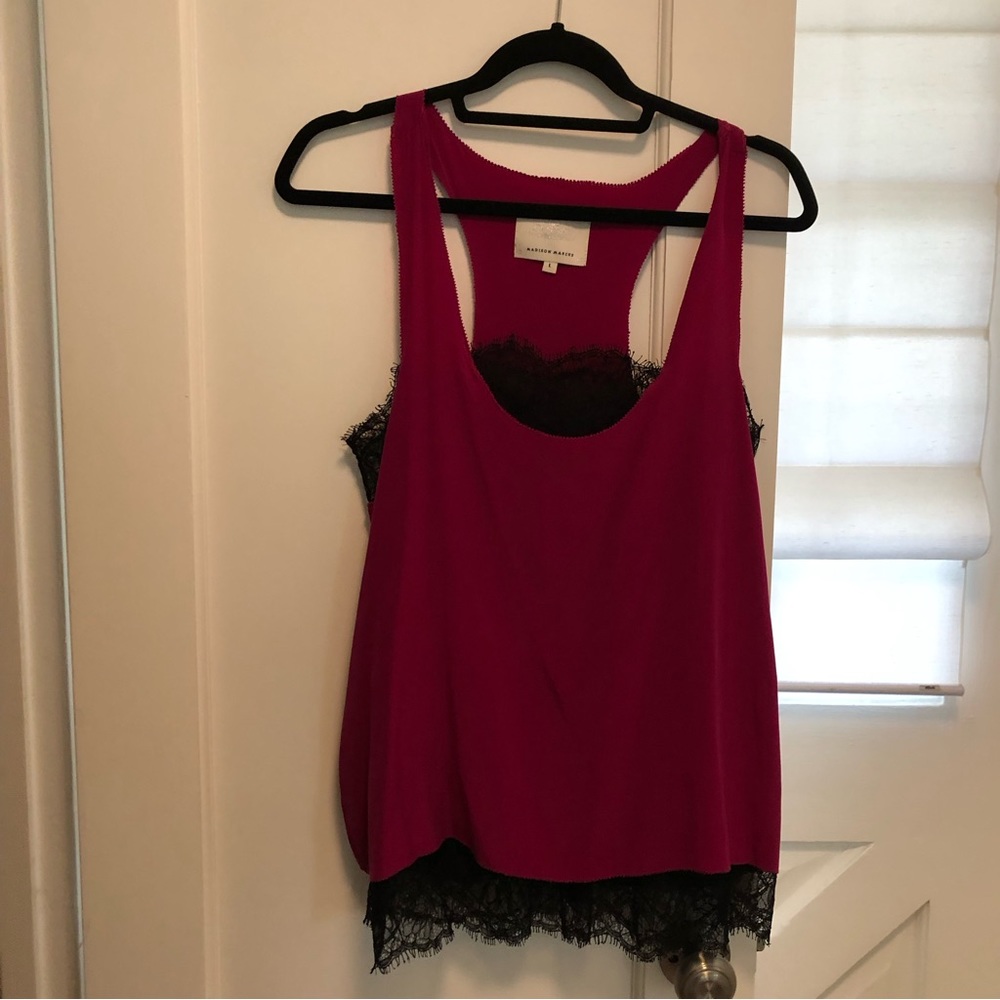 Madison Marcus Pink Silk Lace Tank Top Never Worn Large